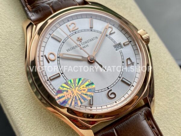 MKS Factory Vacheron Constantin Fiftysix 4600E/000R-B441 40mm Rose gold Leather Strap Arabic Numerals Silver Dial