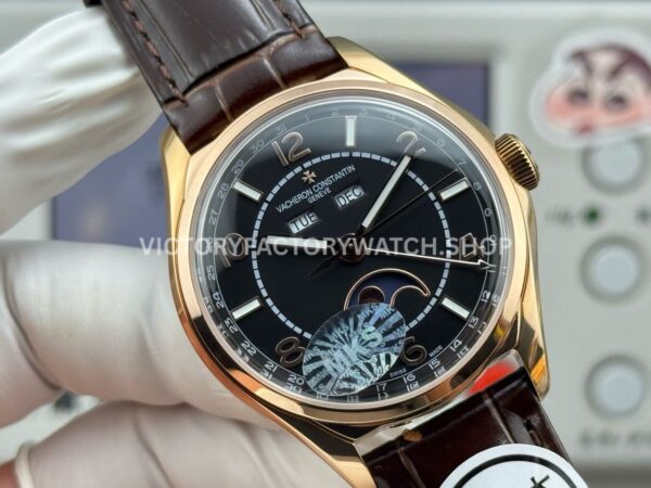 MKS Factory Vacheron Constantin Fiftysix 4000E/000R-B065 40mm Rose Gold Leather Strap Arabic Numerals Brown Black Dial