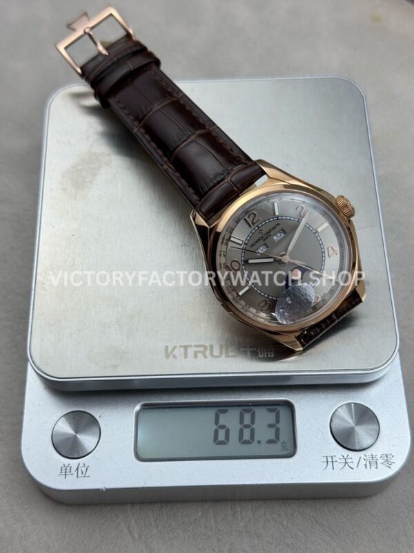 MKS Factory Vacheron Constantin Fiftysix 4000E/000R-B438 40mm Rose Gold Brown Leather Strap Arabic Numerals Silver Dial
