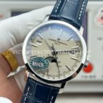 MKS Factory Vacheron Constantin Traditionnelle Complete Calendar 4010T/000P-B345 41mm White Gold Blue Leather Strap Silver Dial