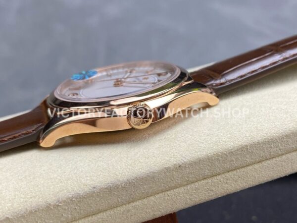 MKS Factory Vacheron Constantin Fiftysix 4600E/000R-B441 40mm Rose gold Leather Strap Arabic Numerals Silver Dial