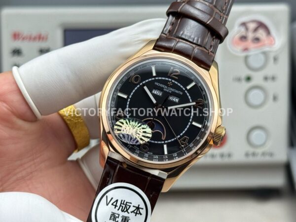 MKS Factory Vacheron Constantin Fiftysix 4000E/000R-B065 40mm Rose Gold Leather Strap Arabic Numerals Brown Black Dial