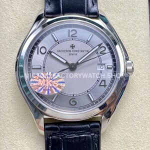 MKS Factory Vacheron Constantin Fiftysix 4600E 000A B442 40mm steel leather strap Arabic numerals silver dial replica watch