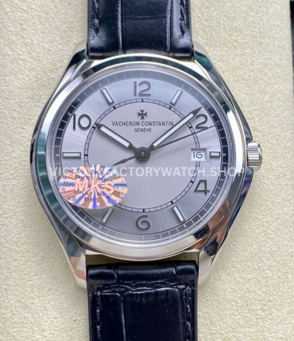 MKS Factory Vacheron Constantin Fiftysix 4600E 000A B442 40mm steel leather strap Arabic numerals silver dial replica watch