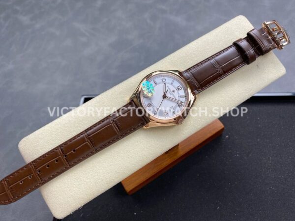 MKS Factory Vacheron Constantin Fiftysix 4600E/000R-B441 40mm Rose gold Leather Strap Arabic Numerals Silver Dial