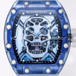 MS Factory Richard Mille RM 52-01 44mm Blue Synthetic Sapphire Emulsion Rubber Strap Skel MS Factory Richard Mille RM 52-01 44mm Blue Synthetic Sapphire Emulsion Rubber Strap Skeletonized Skull Black Dial