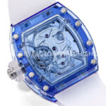 MS Factory Richard Mille RM 52-01 44mm Blue Synthetic Sapphire Emulsion Rubber Strap Skel (5) MS Factory Richard Mille RM 52-01 44mm Blue Synthetic Sapphire Emulsion Rubber Strap Skeletonized Skull Black Dial