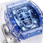 MS Factory Richard Mille RM 52-01 44mm Blue Synthetic Sapphire Emulsion Rubber Strap Skel (6) MS Factory Richard Mille RM 52-01 44mm Blue Synthetic Sapphire Emulsion Rubber Strap Skeletonized Skull Black Dial