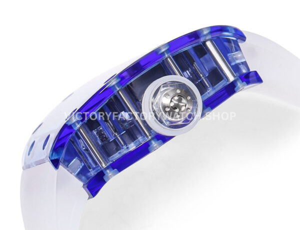 MS Factory Richard Mille RM 52-01 44mm Blue Synthetic Sapphire Emulsion Rubber Strap Skel (8) MS Factory Richard Mille RM 52-01 44mm Blue Synthetic Sapphire Emulsion Rubber Strap Skeletonized Skull Black Dial