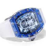 MS Factory Richard Mille RM 52-01 44mm Blue Synthetic Sapphire Emulsion Rubber Strap Skel (9) MS Factory Richard Mille RM 52-01 44mm Blue Synthetic Sapphire Emulsion Rubber Strap Skeletonized Skull Black Dial