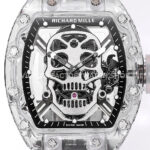 MS Factory Richard Mille RM 52-01 44mm Synthetic Sapphire Emulsion Rubber Strap Skeletonized Skull Black Dial