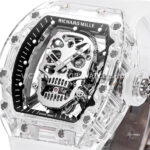 MS Factory Richard Mille RM 52-01 44mm Synthetic Sapphire Emulsion Rubber Strap Skeletonized Skull Black Dial