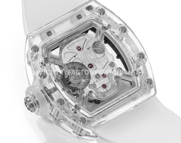 MS Factory Richard Mille RM 52-01 44mm Synthetic Sapphire Emulsion Rubber Strap Skeletonized Skull Black Dial
