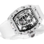 MS Factory Richard Mille RM 52-01 44mm Synthetic Sapphire Emulsion Rubber Strap Skeletonized Skull Black Dial