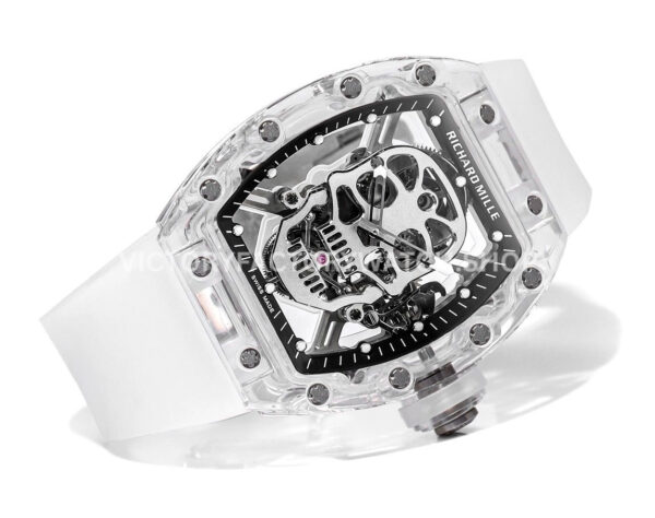 MS Factory Richard Mille RM 52-01 44mm Synthetic Sapphire Emulsion Rubber Strap Skeletonized Skull Black Dial