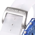 MS238E~1 MS Factory Richard Mille RM 52-01 44mm Blue Synthetic Sapphire Emulsion Rubber Strap Skeletonized Skull Black Dial
