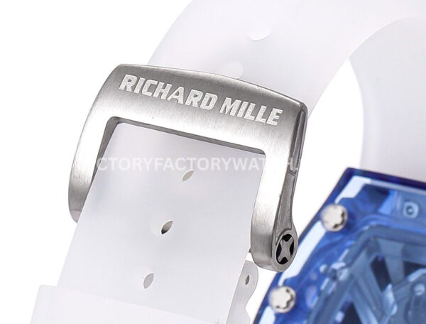 MS238E~1 MS Factory Richard Mille RM 52-01 44mm Blue Synthetic Sapphire Emulsion Rubber Strap Skeletonized Skull Black Dial
