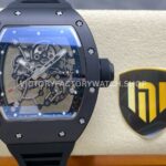 NE302D~1 New Factory Richard Mille RM055 Bubba Watson 42.7mm black ceramic black rubber strap skeletonized black dial