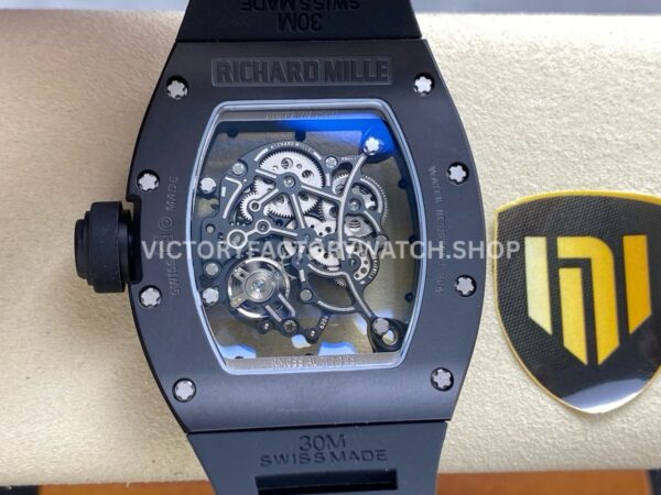 NEW Factory Richard Mille RM 055 Bubba Watson 42.7mm Black Ceramic Black Rubber Strap Skeletoni (5) NEW Factory Richard Mille RM 055 Bubba Watson 42.7mm Black Ceramic Black Rubber Strap Skeletonized Black Dial
