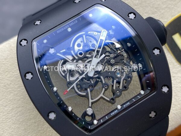 NEW Factory Richard Mille RM 055 Bubba Watson 42.7mm Black Ceramic Black Rubber Strap Skeletoni (6) NEW Factory Richard Mille RM 055 Bubba Watson 42.7mm Black Ceramic Black Rubber Strap Skeletonized Black Dial