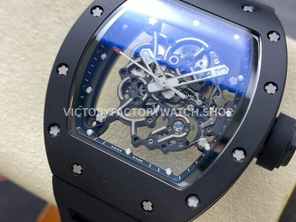 NEW Factory Richard Mille RM 055 Bubba Watson 42.7mm Black Ceramic Black Rubber Strap Skeletoni NEW Factory Richard Mille RM 055 Bubba Watson 42.7mm Black Ceramic Black Rubber Strap Skeletonized Black Dial