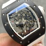 NEW Factory Richard Mille RM 055 Bubba Watson 42.7mm Black Ceramic White Rubber Strap Skeletoni (7) NEW Factory Richard Mille RM 055 Bubba Watson 42.7mm Black Ceramic White Rubber Strap Skeletonized White Dial