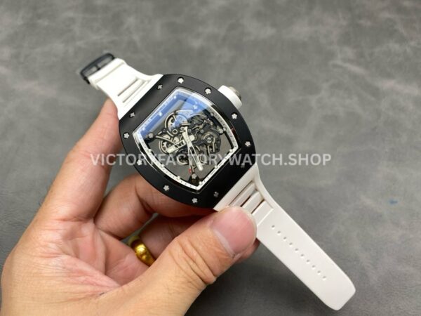 NEW Factory Richard Mille RM 055 Bubba Watson 42.7mm Black Ceramic White Rubber Strap Skeletoni (9) NEW Factory Richard Mille RM 055 Bubba Watson 42.7mm Black Ceramic White Rubber Strap Skeletonized White Dial