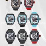 NEW Factory Richard Mille RM055 Abu Dhabi 42.7mm Carbon Fiber Black Rubber Strap Skeletonized B (10) NEW Factory Richard Mille RM 055 Bubba Watson 42.7mm Black Ceramic White Rubber Strap Skeletonized White Dial