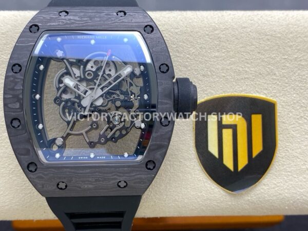 NEW Factory Richard Mille RM055 Abu Dhabi 42.7mm Carbon Fiber Black Rubber Strap Skeletonized B (4) New Factory Richard Mille RM055 Abu Dhabi 42.7mm carbon fiber black rubber strap skeletonized black dial
