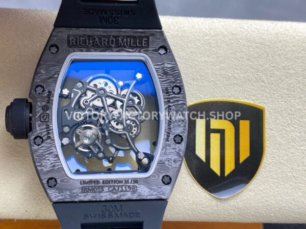 NEW Factory Richard Mille RM055 Abu Dhabi 42.7mm Carbon Fiber Black Rubber Strap Skeletonized B (6) NEW Factory Richard Mille RM 055 Abu Dhabi 42.7mm Carbon Fiber Black Rubber Strap Skeletonized Black Dial