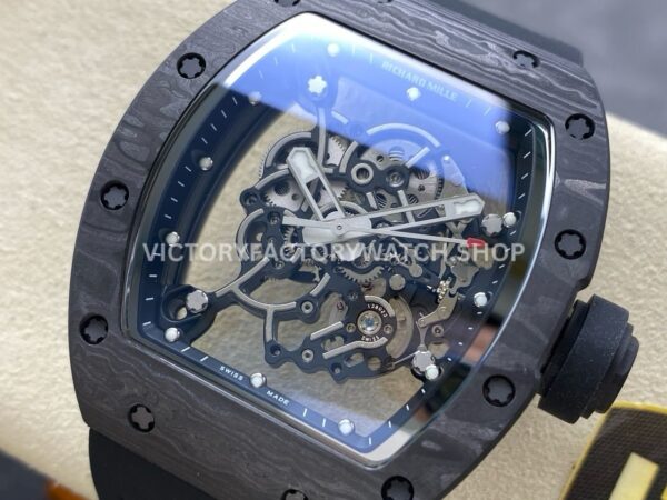 NEW Factory Richard Mille RM055 Abu Dhabi 42.7mm Carbon Fiber Black Rubber Strap Skeletonized B (7) NEW Factory Richard Mille RM 055 Abu Dhabi 42.7mm Carbon Fiber Black Rubber Strap Skeletonized Black Dial