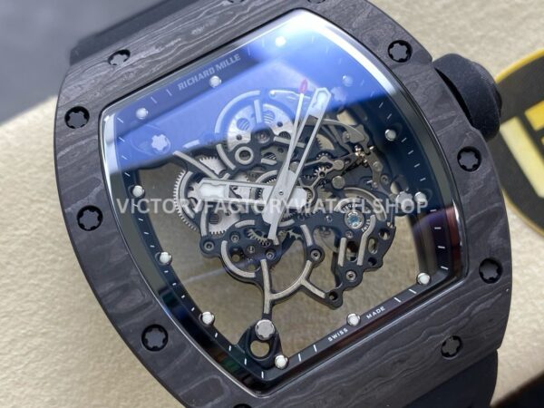 NEW Factory Richard Mille RM055 Abu Dhabi 42.7mm Carbon Fiber Black Rubber Strap Skeletonized B (9) NEW Factory Richard Mille RM 055 Abu Dhabi 42.7mm Carbon Fiber Black Rubber Strap Skeletonized Black Dial