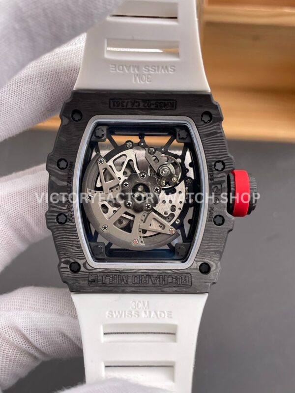 New Factory Richard Mille RM 055 42.7mm Black Carbon Fiber White Rubber Strap Black Skeletonized Dial (1) New Factory Richard Mille RM 35-02 44.5mm Black Carbon Fiber White Rubber Strap Black Skeletonized Dial