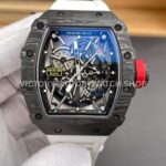 New Factory Richard Mille RM 055 42.7mm Black Carbon Fiber White Rubber Strap Black Skeletonized Dial (3) New Factory Richard Mille RM 35-02 44.5mm Black Carbon Fiber White Rubber Strap Black Skeletonized Dial