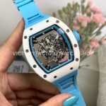 New Factory Richard Mille RM 055 42.7mm White Ceramics Light Blue Rubber Strap Black Skeletonized Dial (3) New Factory Richard Mille RM 055 42.7mm White Ceramics Light Blue Rubber Strap Black Skeletonized Dial
