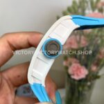 New Factory Richard Mille RM 055 42.7mm White Ceramics Light Blue Rubber Strap Black Skeletonized Dial (9) New Factory Richard Mille RM 055 42.7mm White Ceramics Light Blue Rubber Strap Black Skeletonized Dial