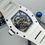 New Factory Richard Mille RM 055 42.7mm White Ceramics White Rubber Strap Black Skeletonized Dial (3) New Factory Richard Mille RM 055 42.7mm White Ceramics White Rubber Strap Black Skeletonized Dial