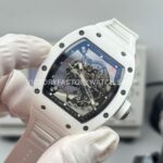New Factory Richard Mille RM 055 42.7mm White Ceramics White Rubber Strap Black Skeletonized Dial (5) New Factory Richard Mille RM 055 42.7mm White Ceramics White Rubber Strap Black Skeletonized Dial