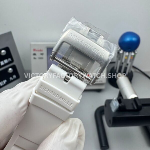 New Factory Richard Mille RM 055 42.7mm White Ceramics White Rubber Strap Black Skeletonized Dial (7) New Factory Richard Mille RM 055 42.7mm White Ceramics White Rubber Strap Black Skeletonized Dial