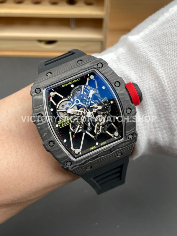New Factory Richard Mille RM 35-01 42.7mm Black Carbon Fiber Black Rubber Strap Skeletonized Dial