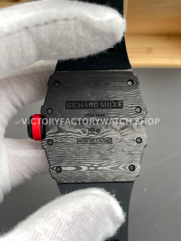 New Factory Richard Mille RM 35-01 42.7mm Black Carbon Fiber Black Rubber Strap Skeletonized Dial