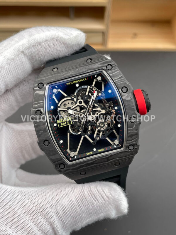 New Factory Richard Mille RM 35-01 42.7mm Black Carbon Fiber Black Rubber Strap Skeletonized Dial