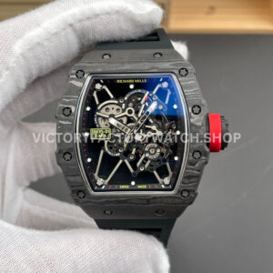 New Factory RM35-01 Rafael Nadal black carbon fiber black rubber strap skeletonized dial
