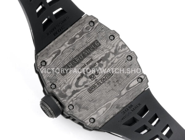 New Factory Richard Mille RM 35-01 42.7mm Black Carbon Fiber Black White Rubber Strap Black Skeletonized Dial (2) New Factory Richard Mille RM 35-01 42.7mm Black Carbon Fiber Black White Rubber Strap Black Skeletonized Dial