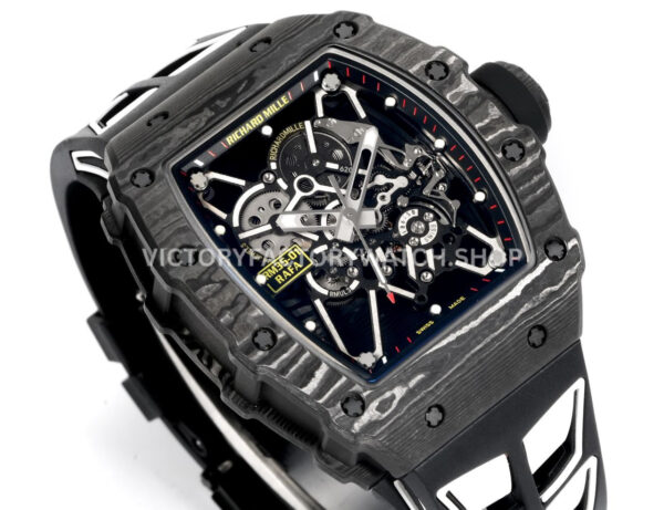 New Factory Richard Mille RM 35-01 42.7mm Black Carbon Fiber Black White Rubber Strap Black Skeletonized Dial (3) New Factory Richard Mille RM 35-01 42.7mm Black Carbon Fiber Black White Rubber Strap Black Skeletonized Dial