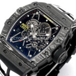 New Factory Richard Mille RM 35-01 42.7mm Black Carbon Fiber Black White Rubber Strap Black Skeletonized Dial (4) New Factory Richard Mille RM 35-01 42.7mm Black Carbon Fiber Black White Rubber Strap Black Skeletonized Dial