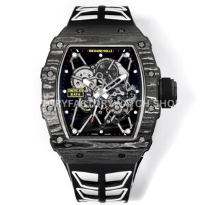 New Factory RM35-01 black carbon fiber black white rubber strap skeletonized dial