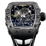 New Factory Richard Mille RM 35-01 42.7mm Black Carbon Fiber Black White Rubber Strap Black Skeletonized Dial (8) New Factory Richard Mille RM 35-01 42.7mm Black Carbon Fiber Black White Rubber Strap Black Skeletonized Dial