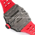 New Factory Richard Mille RM 35-01 42.7mm Black Carbon Fiber Red White Rubber Strap Black Skeletonized Dial