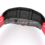 New Factory Richard Mille RM 35-01 42.7mm Black Carbon Fiber Red White Rubber Strap Black Skeletonized Dial